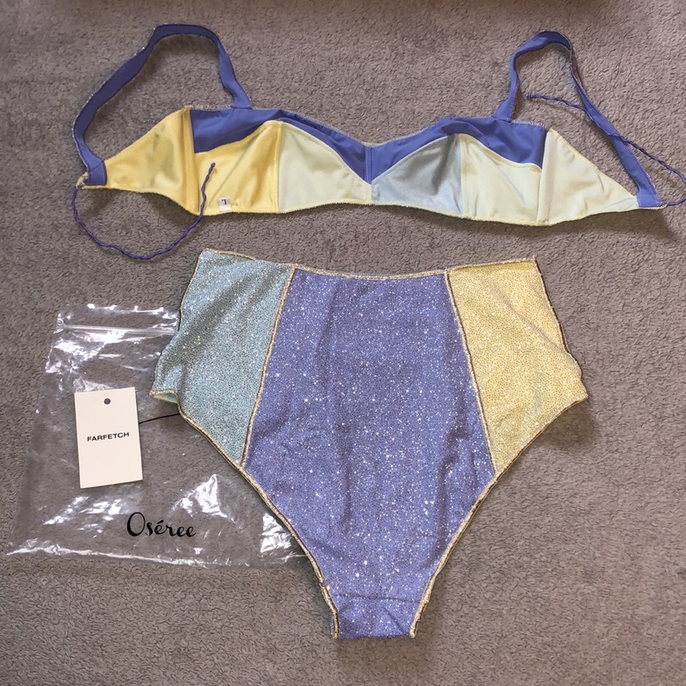 Oséree Shine Coloré High Waisted Color-Block Glitter Bikini - Picture 12 of 16